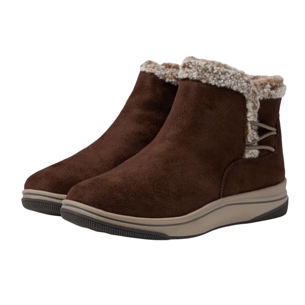 Clark’s Brown Suede Faux Fur Ankle Boots Size 6